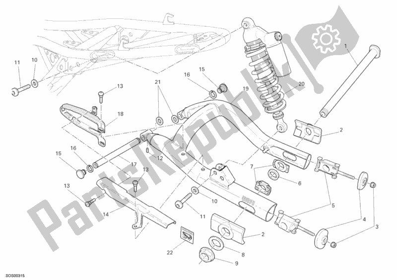 Tutte le parti per il Forcellone del Ducati Sportclassic Sport 1000 Single-seat USA 2006